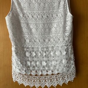 Miami White Sleeveless Button-down Blouse w/Lacy Back/Size Medium/Women